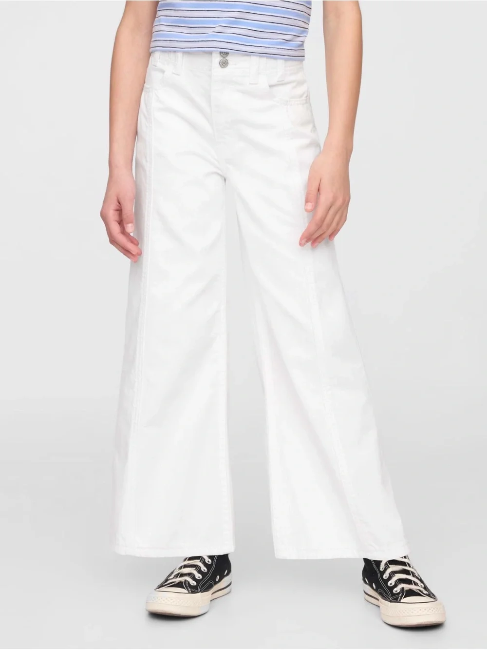 GAP Kids White High Stride Ankle Wide-Leg Jeans